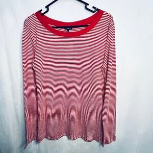 Splendid Red and White Striped Long Sleeve Button Back Shirt XL